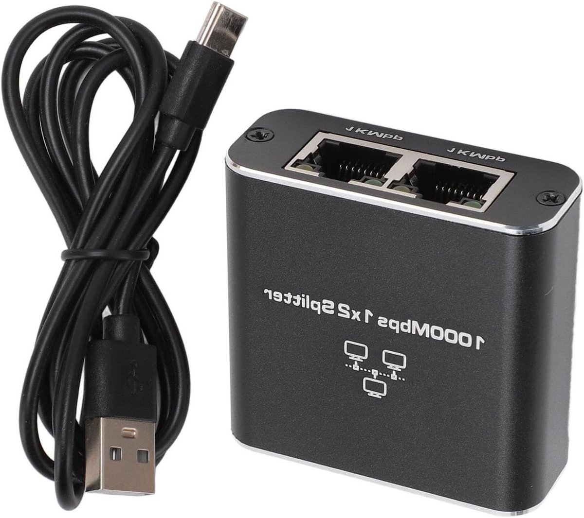 Ethernet Splitter - RJ45 Adapter - Netwerk Uitbreiden - Dubbele Poort Flexibiliteit - 1000 Mbps - Aluminium