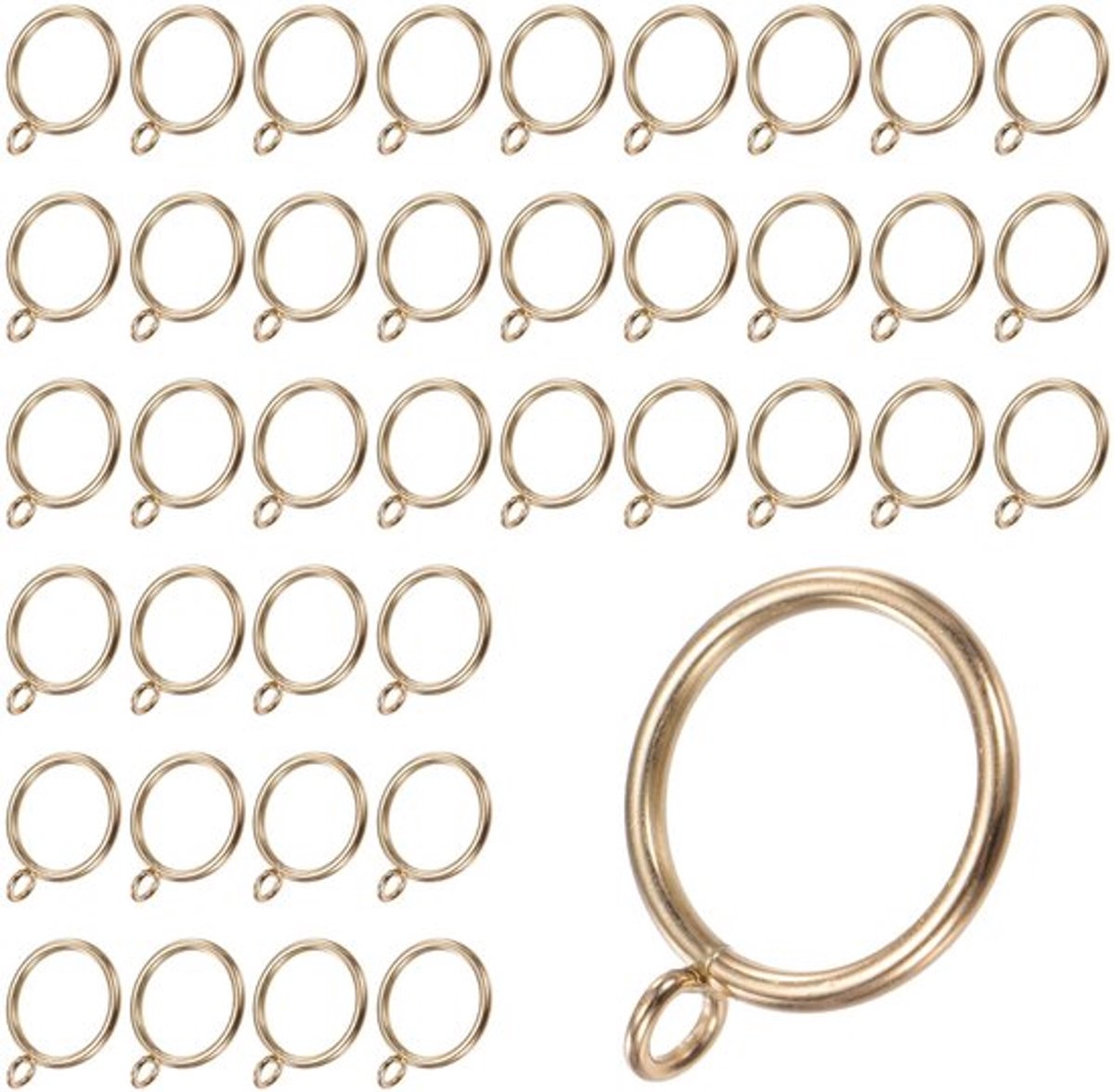 M METERXITY Set van 40 gouden gordijnringen met oogje, roestvrije metalen ringen voor gordijnroede, 32 mm binnendiameter gordijnringen voor gordijnroeden voor het ophangen van gordijnen, hoeden
