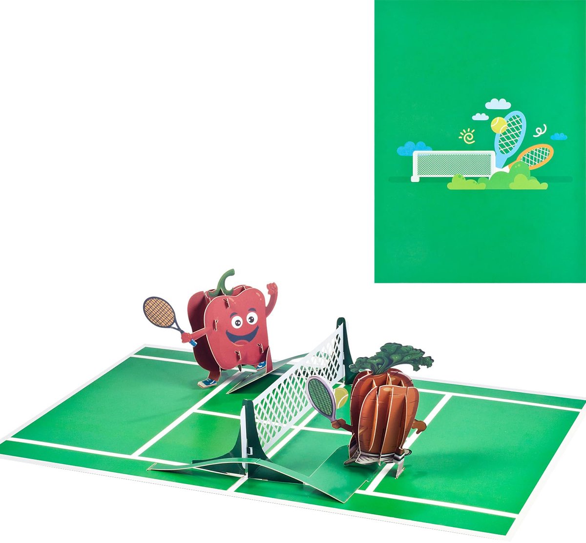 Dailygoods - Pop-up verjaardagskaart - 3D tennistoernooi uitnodigingskaart