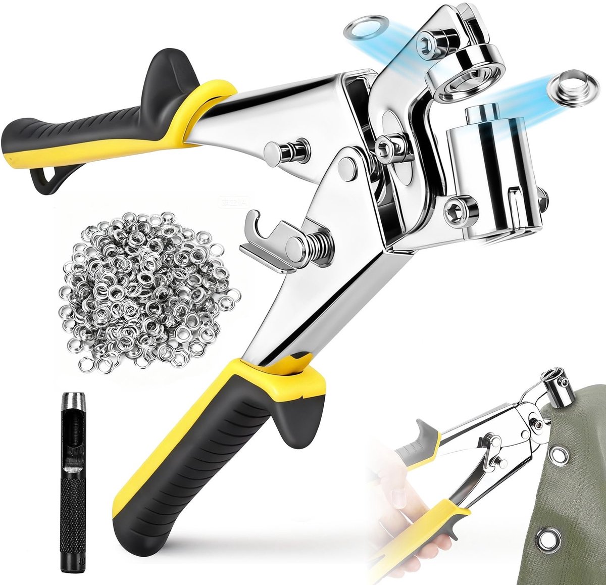 Dailygoods- Ogen 402-delige set - Magnetische Oogtang - Roestvrij Stalen Ogen - Beitel - Duurzaam - Ergonomische Handgreep - Perforatietang