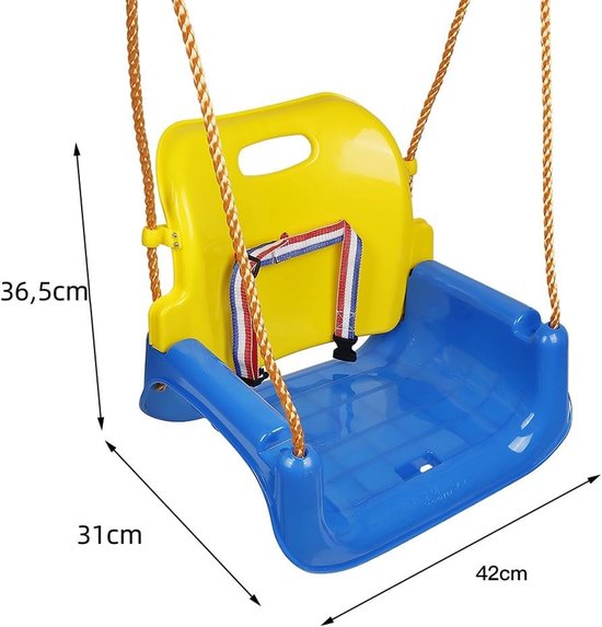 Baby Schommelstoel - Kleuter Schommel - Buiten Spelen - 3-in-1 Verstelbaar - 42D x 31W - Blauw — afbeelding 5