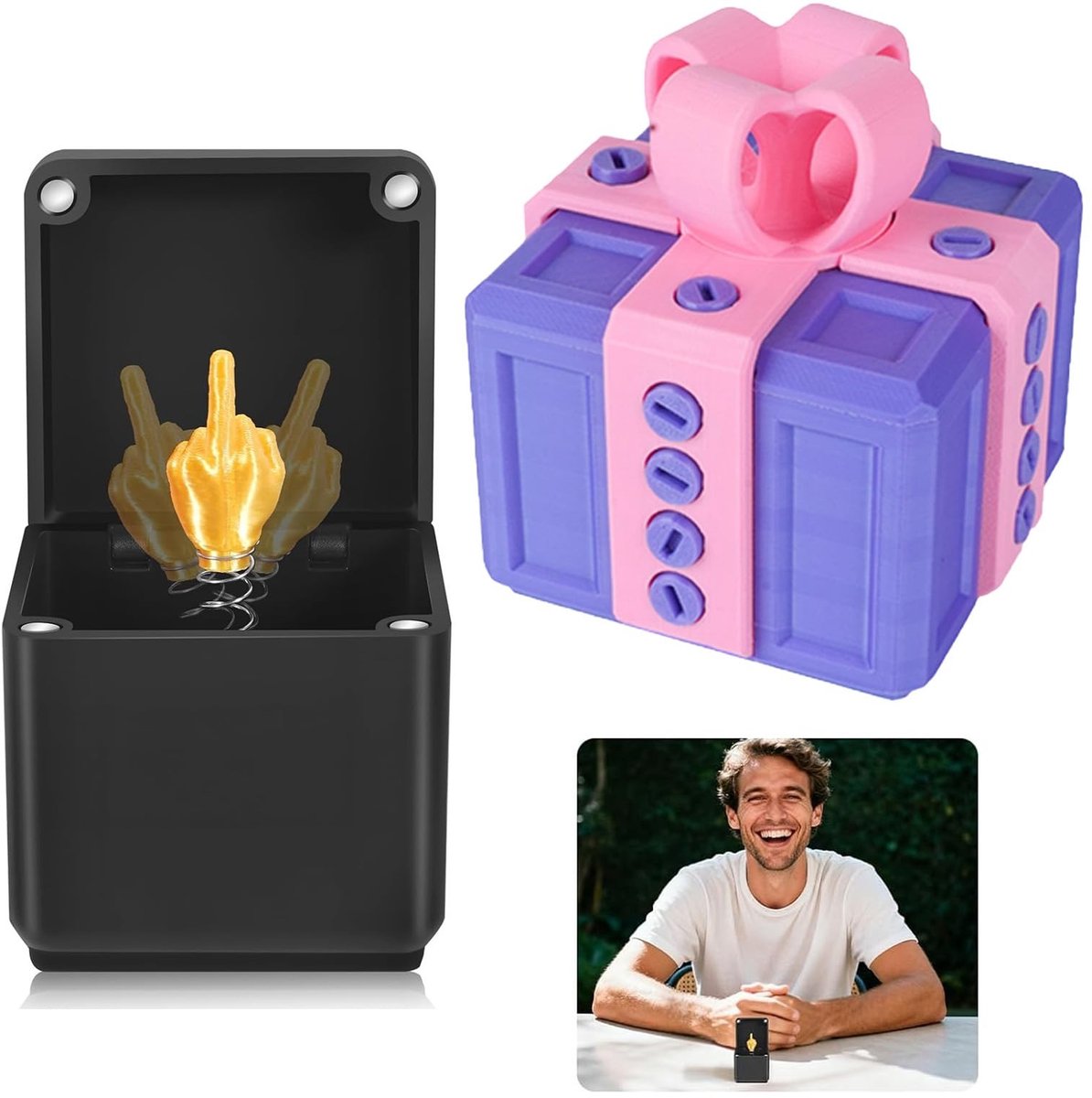 Dailygoods- Geschenkdoos Grappige Bureaudecoratie - Verrassingscadeau - Creatief Design - Duurzaam Materiaal - Unieke Verrassing - Middelvinger Pop-up - Grappig Cadeau
