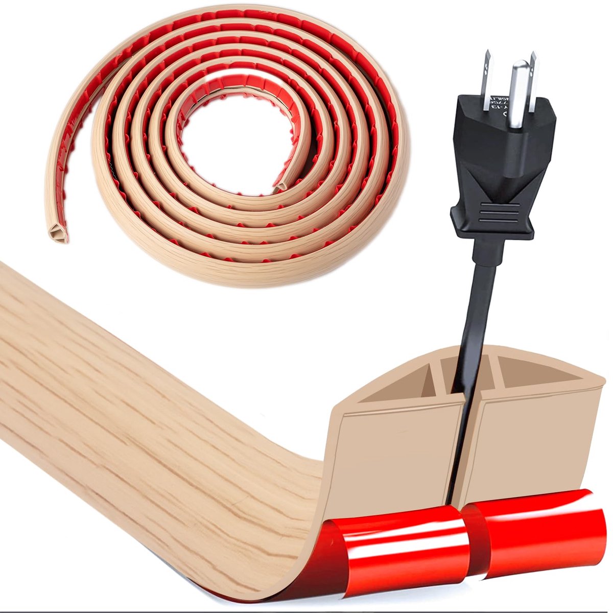 Dailygoods - Vloerkabelgoot 3m x 3cm - Flexibele Kabelbescherming voor Thuis en Kantoor