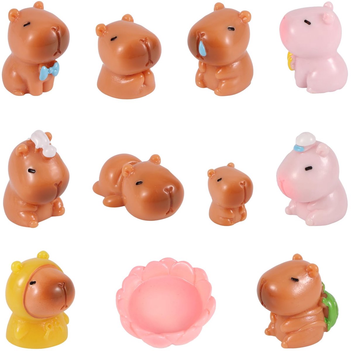 Dailygoods - 11 Stuks Mini Capybara-Beeldjes - Schattige Hars Ornamenten voor Decoratie