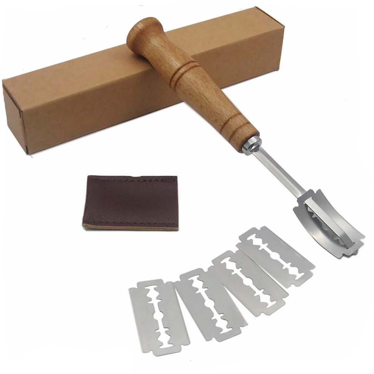 Dailygoods- Broodlame Handgemaakt - Vervangbare Messen - Roestvrij Staal - Houten Handvat - 19 x 2,6 cm - Duurzaam en Stevig - Broodsnijder