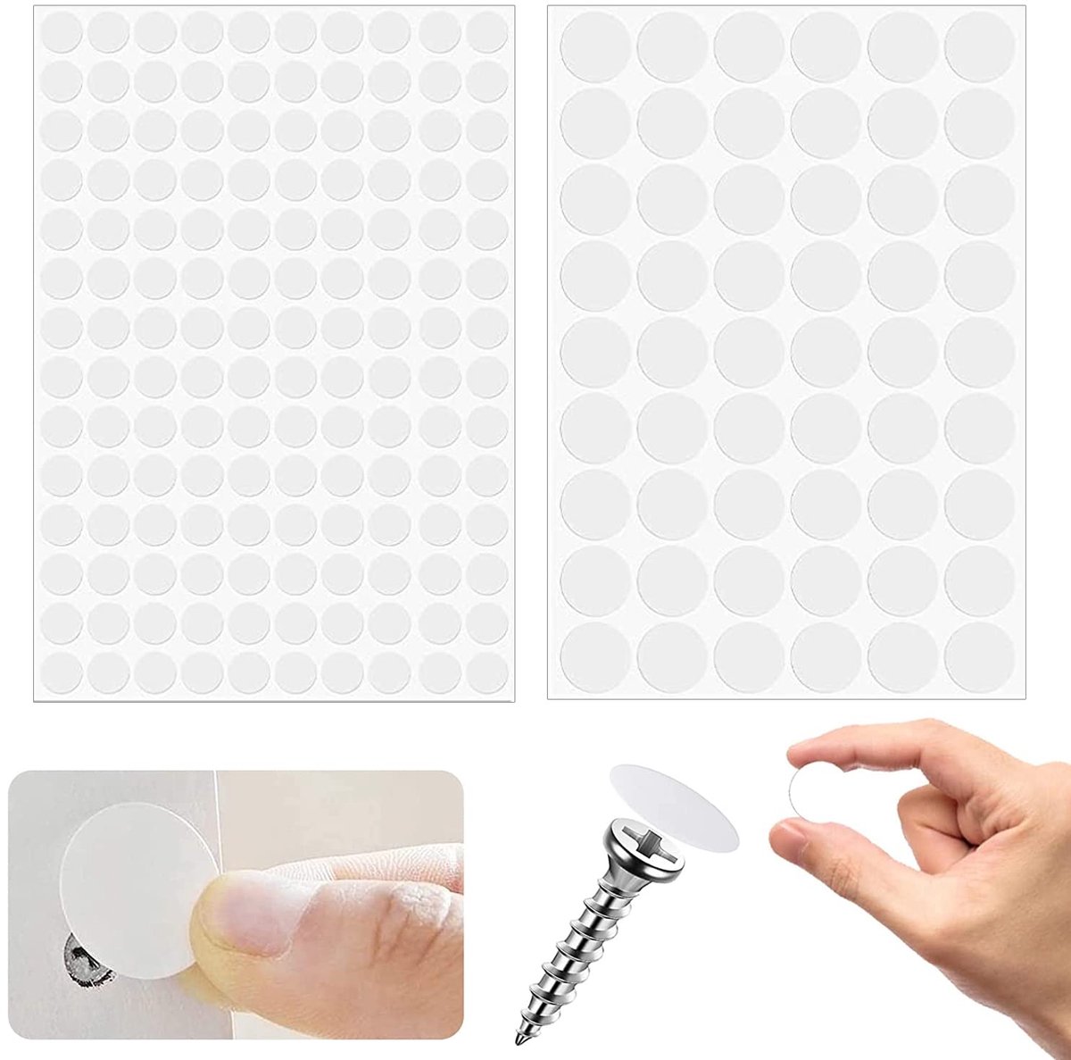 Dailygoods- Schroefafdekking 194 Stuks - Zelfklevend - Waterdicht - Hoogwaardig PVC - Diameter 12/21 mm - Bescherming voor Meubels - Afdekkap