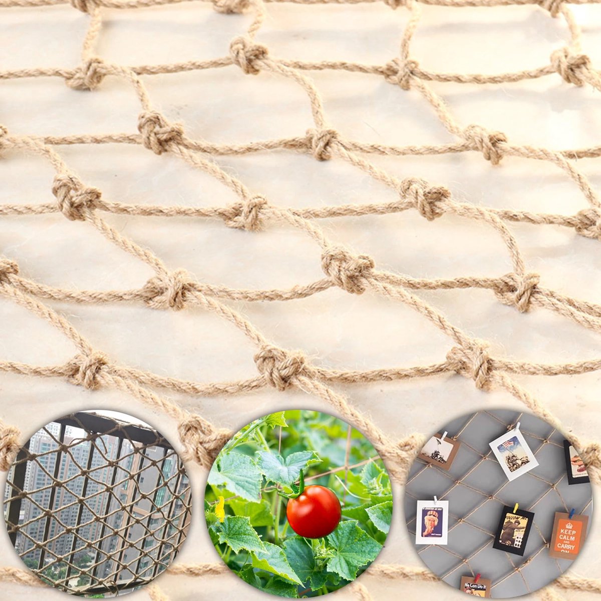 Dailygoods - Jute Trellis Net voor Planten - 1 m x 5 m met Touw voor Klimplanten