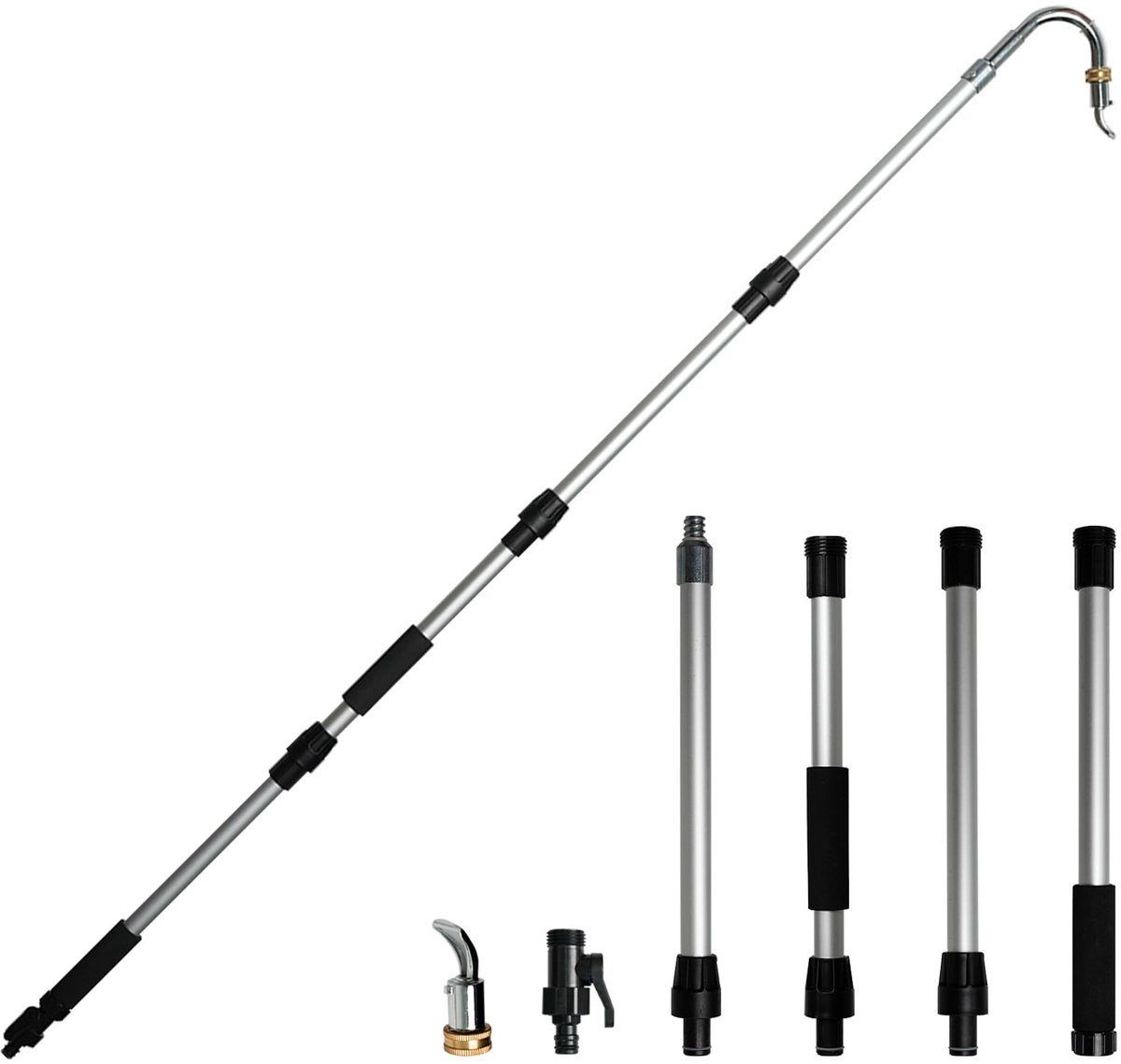 Dailygoods- Gootreiniger 360° Rotatable Messing Draaikop - Verstelbare Gootreiniger - Slangbevestiging - Lichtgewicht Aluminium - Duurzaam en Efficiënt - Gootreinigingsset