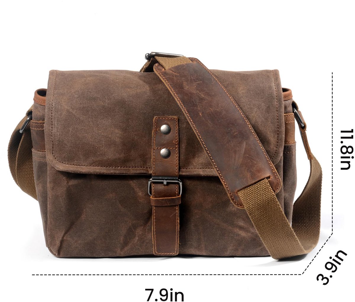 SnelShoppen - Gewaxt canvas cameratas voor DSLR/SLR/spiegelloze camera's - Waterdicht, compacte crossbody hoes voor dames en heren - Bruin