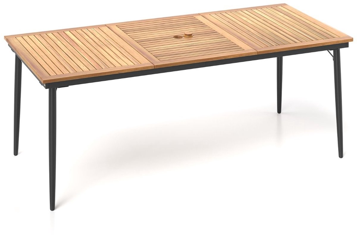SureDeal® - Tuinmeubel - Tuintafel - Personen Buitentafel Acaciahout - Parasolgat Lamellen