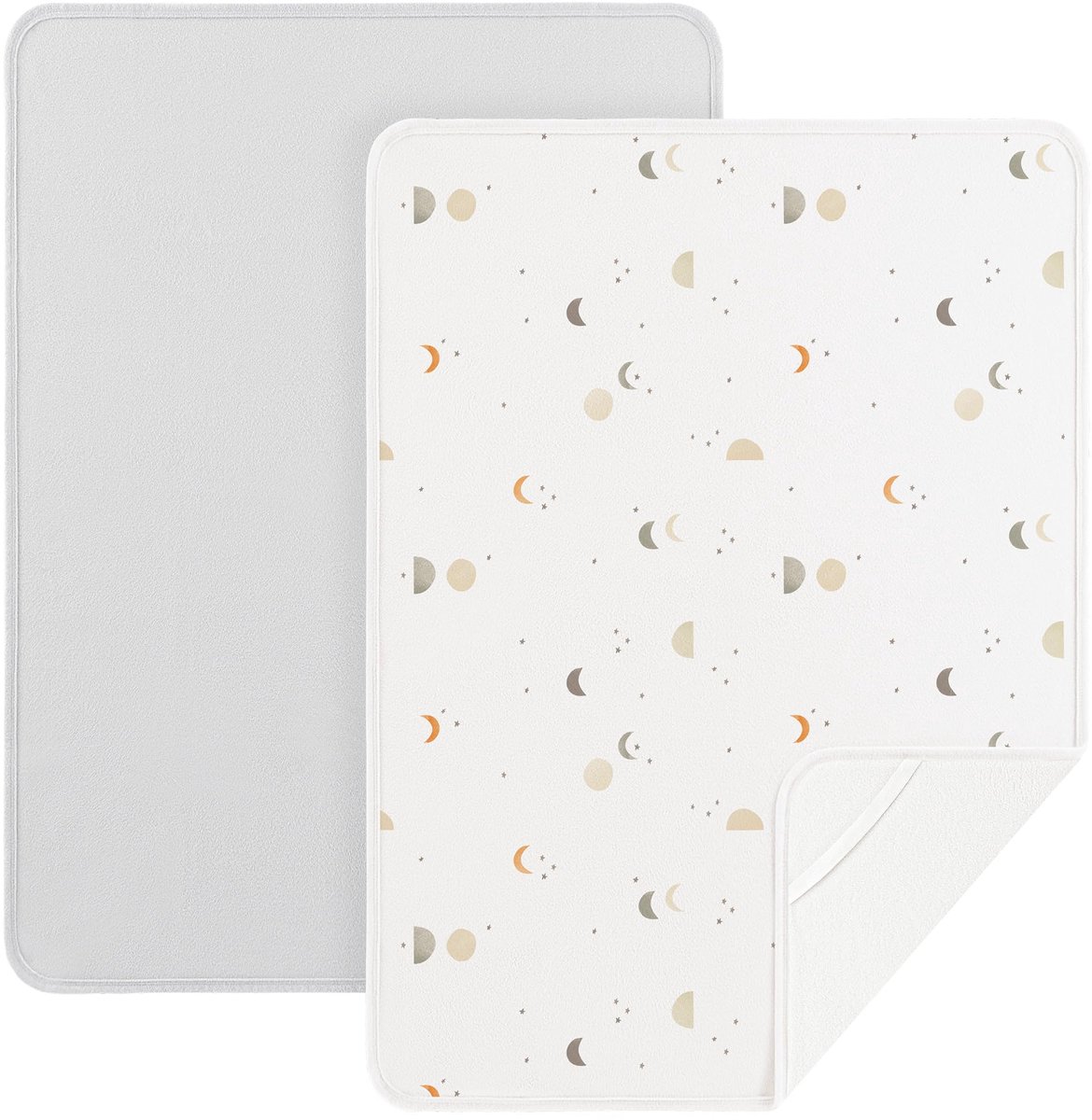 SnelShoppen - Set van 2 waterdichte bedonderleggers voor kinderen, wasbaar, incontinentie-onderlegger, vochtbescherming, 75 x 90 cm, grijs (Grey Moon)
