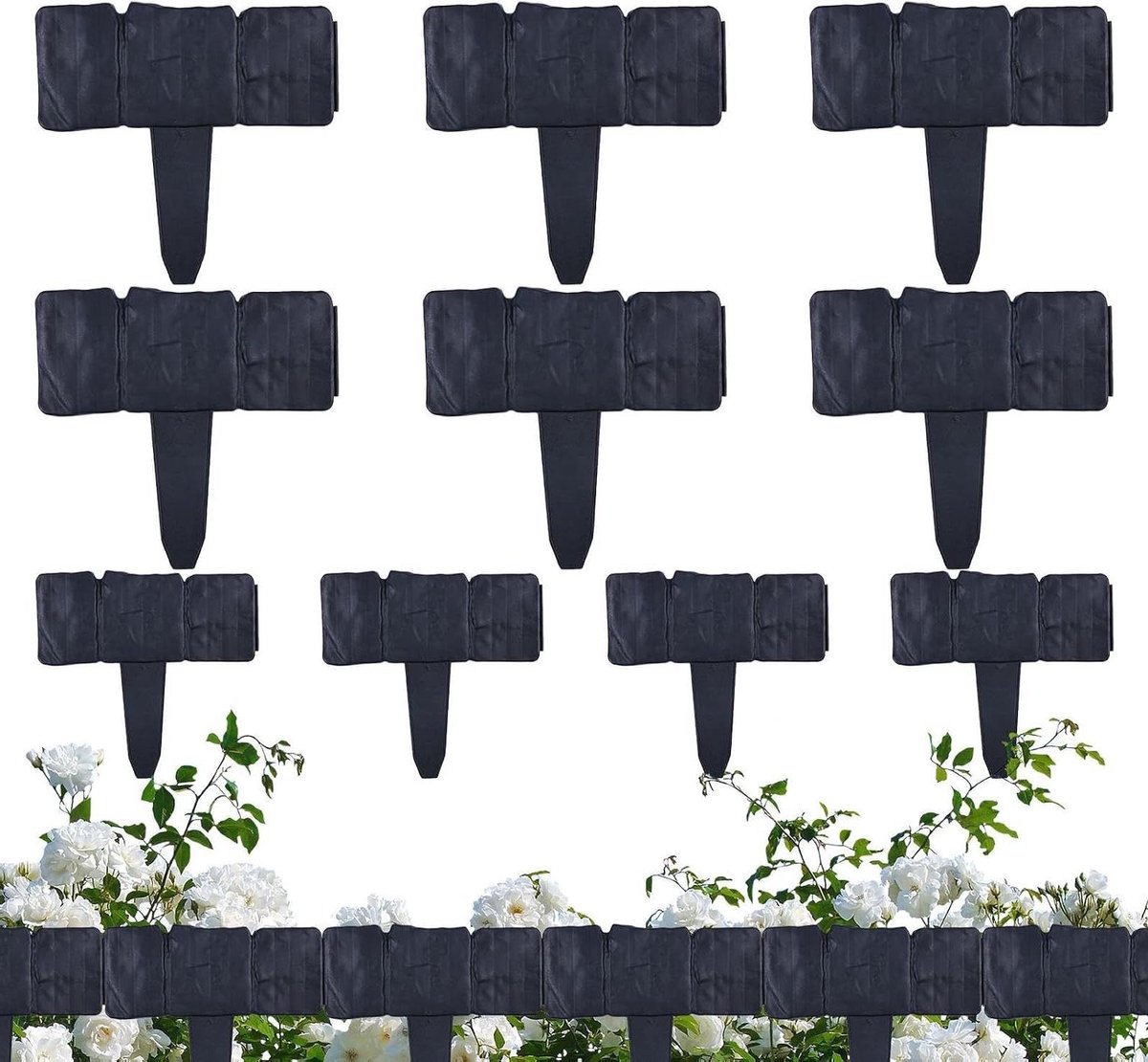 Tuinborder Set - Steekrand Zonder Graven - Duidelijke Tuinzones Creëren - Eenvoudige Montage - 10 Stuks - Zwart