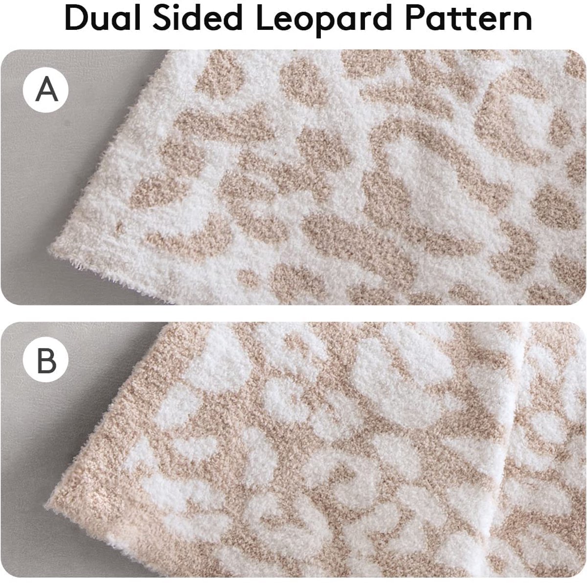 SnelShoppen - Omkeerbare Fleece Slaapbank Plaid 130 x 160 cm, Pluizige Microvezel Deken in Luipaardprint, Warm en Wollig, Ideaal voor Bankstoelen en F