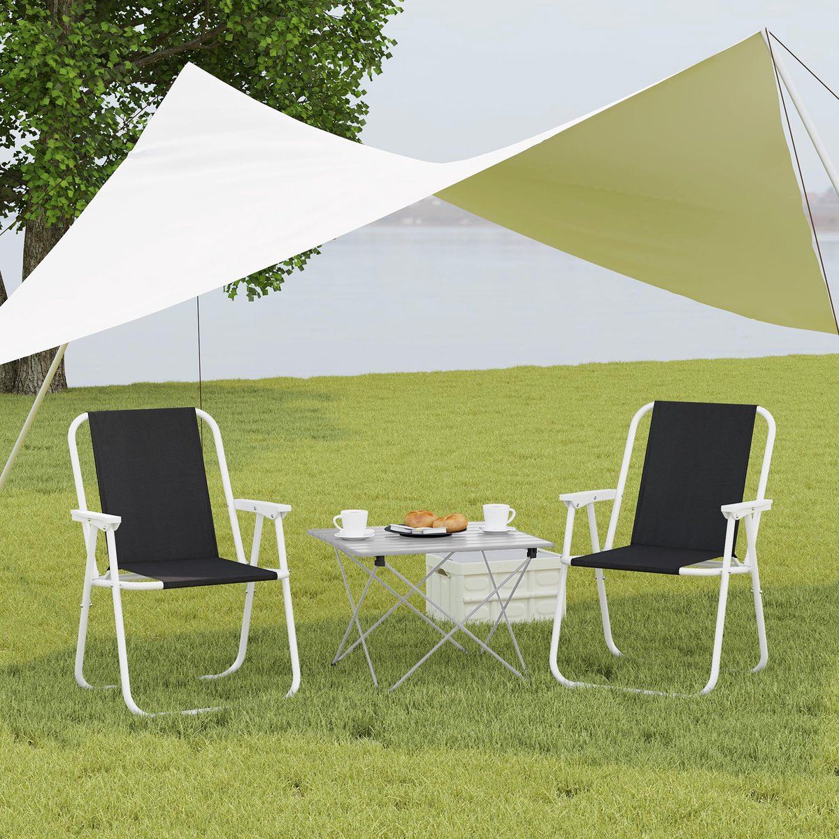 SnelShoppen - Inklapbare Picknicktafel Campingtafel Aluminium 56x46x40cm - Ideaal voor Tuin, Balkon, Feesten en Kamperen