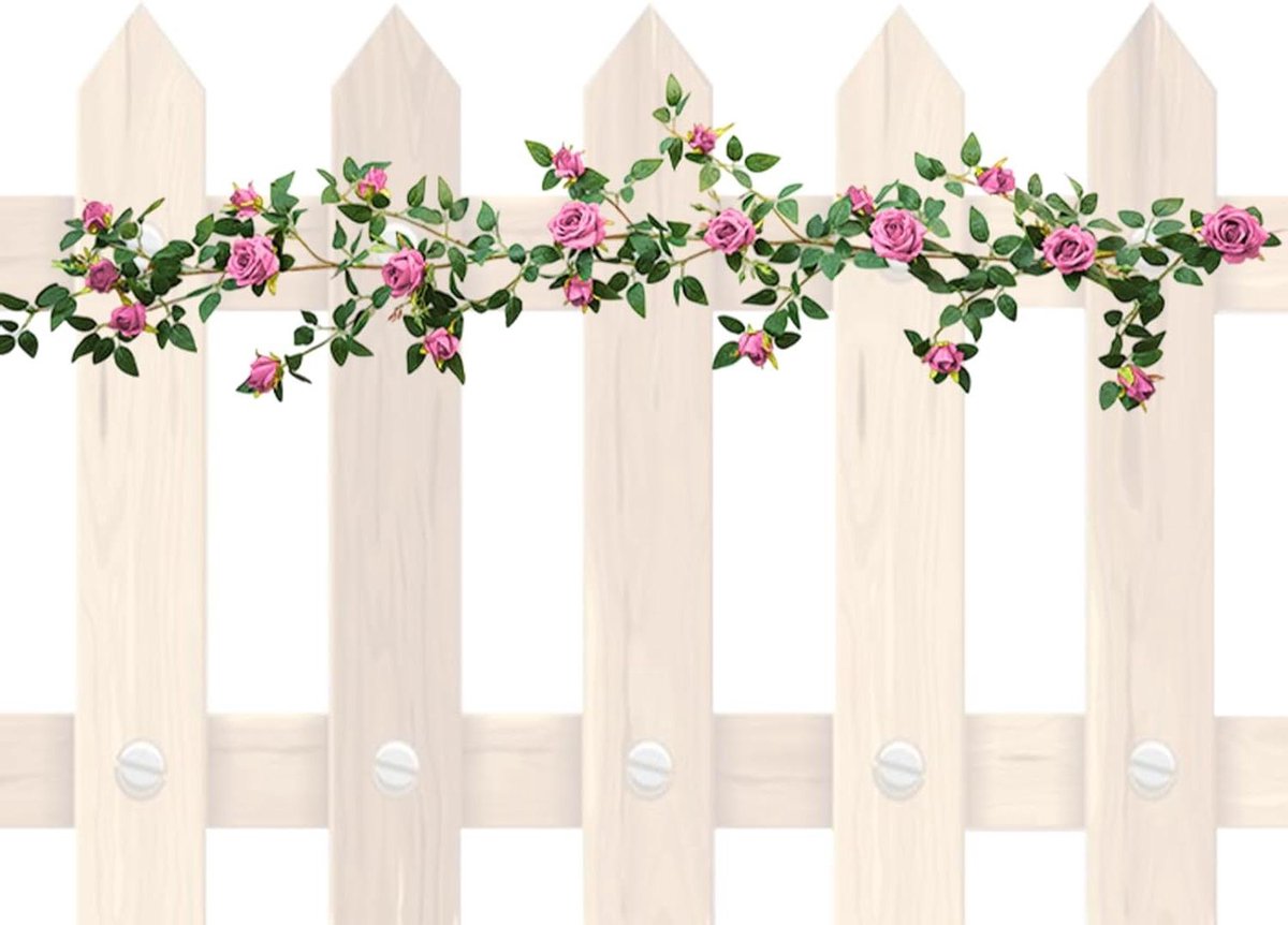 Rozenslinger Kunstbloemen - Rozenrank Decoratie - Ruimtes Verfraaien - Robuust Materiaal - 1.5 meter - lila