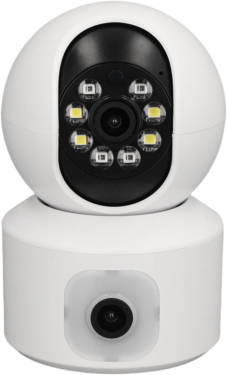 Beveiligingscamera Binnen - WIFI Camera - Huisbewaking - Dubbele Lens PTZ - 1080p HD - Wit