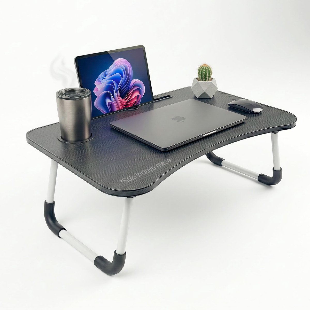 SnelShoppen - Draagbare Tafel voor Bed en Bank met Bekerhouder, Tabletsleuf, Klaptafel voor Laptop tot 43,9 cm, Ontbijtdienblad, Antislip, Belastbaar