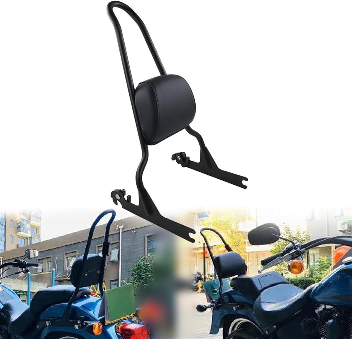 Passagiersrugleuning Motor - Sissy Bar Rugsteun - Comfortabel Rijden - Afneembaar Ontwerp - N.v.t. - Zwart