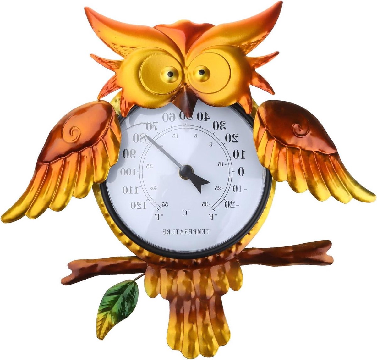 Decoratieve Tuinthermometer - Temperatuurmeter Buiten - Buitentemperatuur Meten - Vogel Vorm - 29 x 35 cm - Metaal