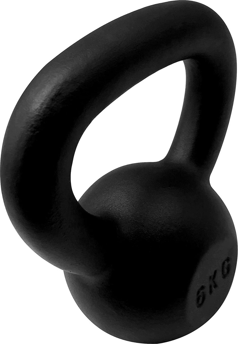 SnelShoppen - Kettlebell Gietijzer 6 kg Zwart - Ideaal voor Thuis Fitness, Krachttraining, Crossfit en Sportieve Activiteiten