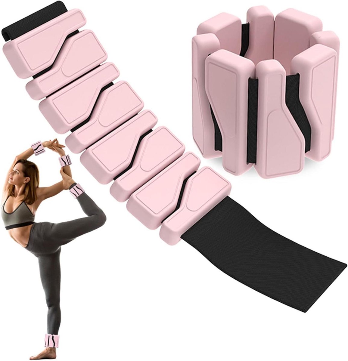 Enkelgewichten - Polsgewichten Krachttraining - Fitness Versterken - Verstelbaar Gewicht - 2x 500g - Roze