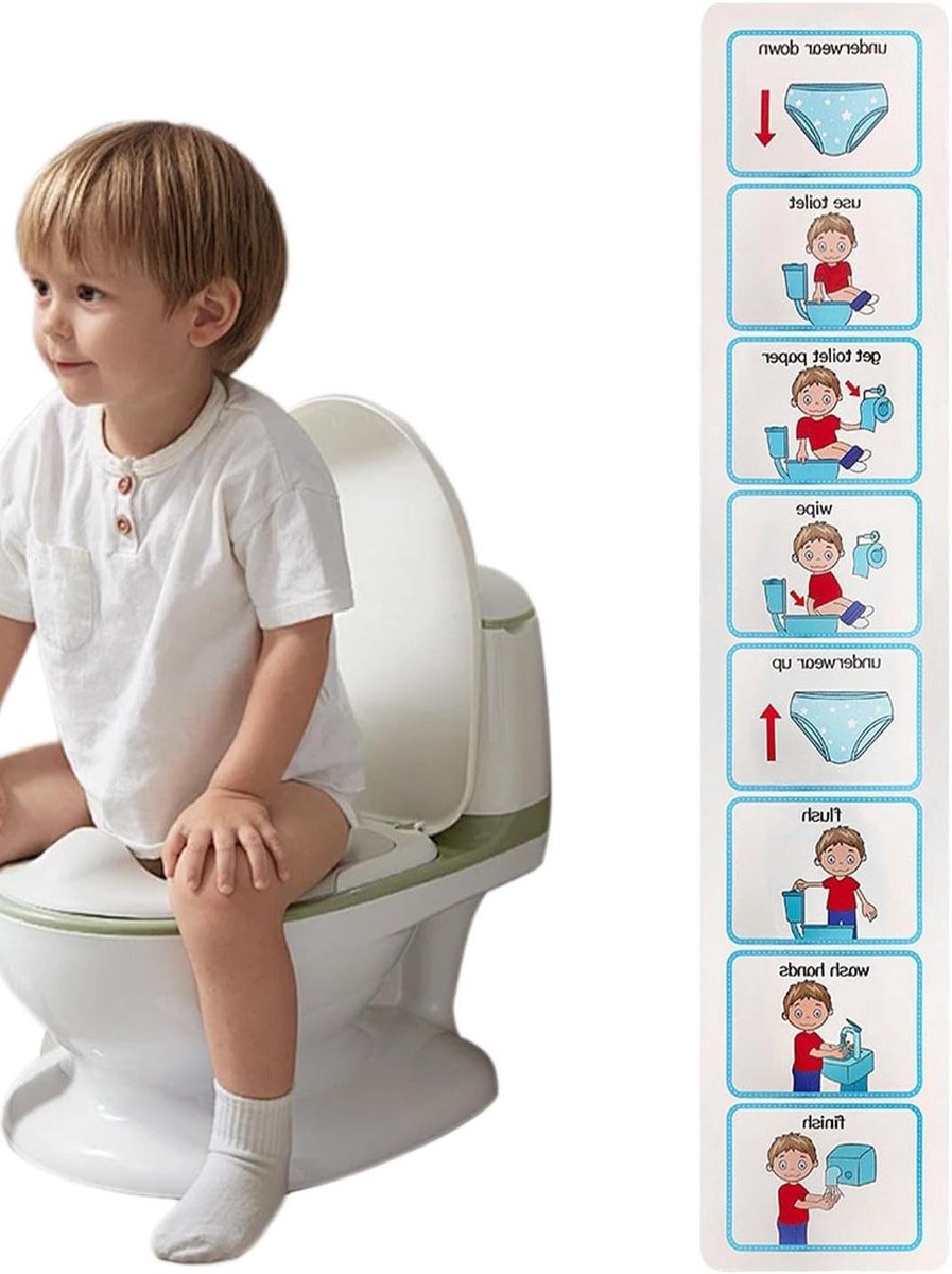 Potty Training Visueel - Toilet Hulp Kaart - Kinderen Leren Zelfstandig - Visuele Stappenplanner - 10 x 51 cm - Multicolor