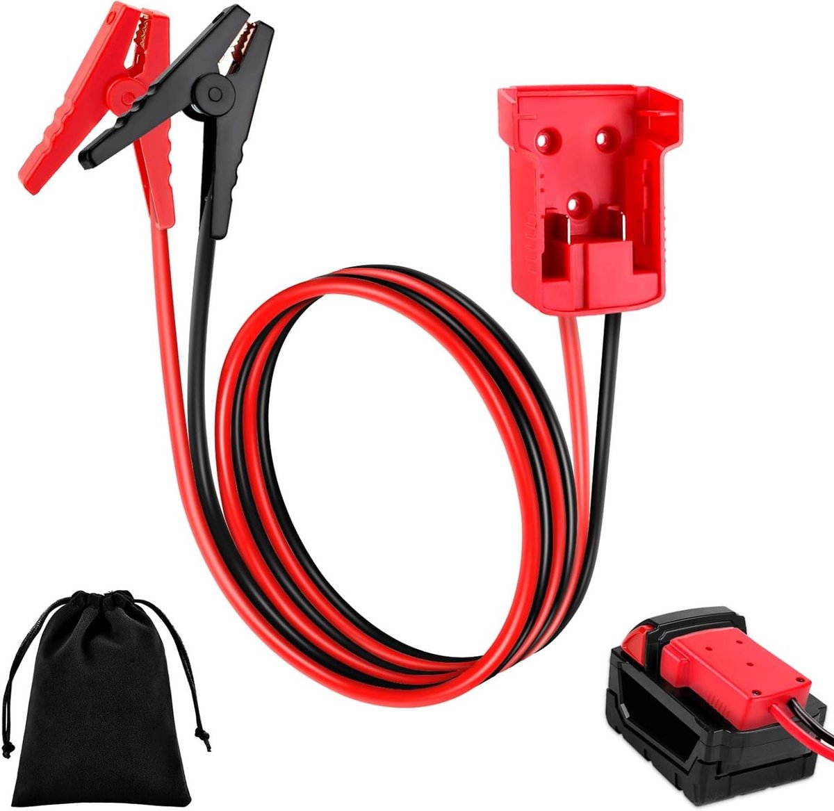 Jump Starter Kabels - Booster Kabel Autostart - Noodstroom Oplossing - 8AWG Siliconen Draad - 2ft Lengte - Zwart