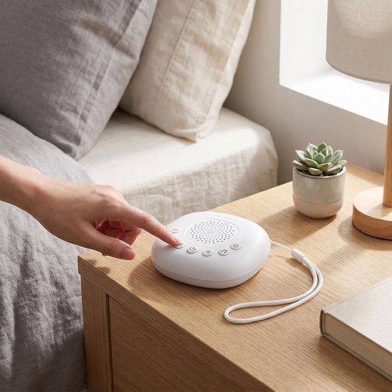 Witte Ruismachine - Slaaphulpmiddel Geluidsmachine - Rustgevend Slapen - 32 Geluiden Nachtlampje - 800 mAh Oplaadbaar - Wit — afbeelding 3