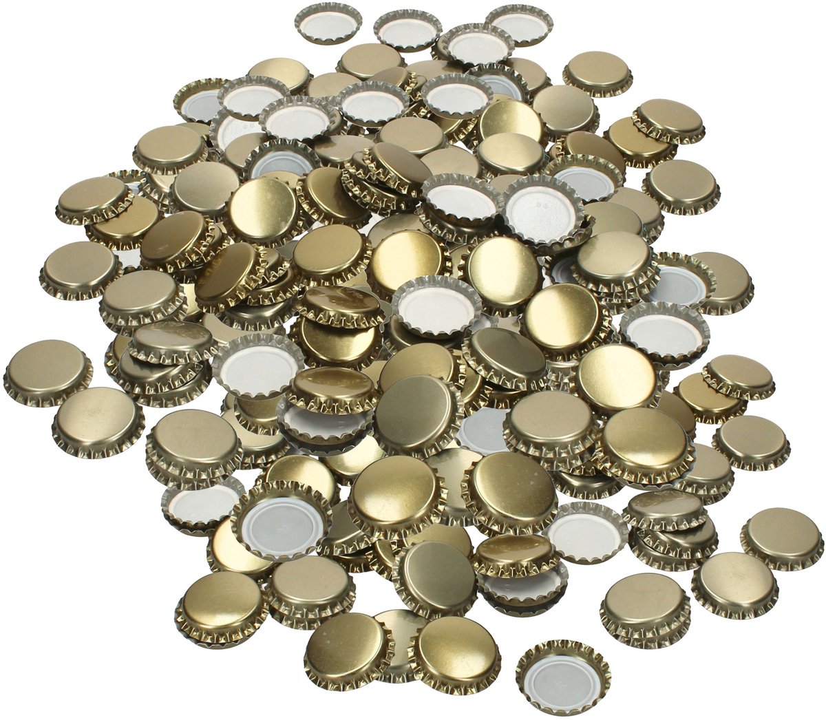 100-delige set kroonkurken goud Ø26cm binnen van metaal voor flessen Linea 24915 & bierfles 24890 – 24064