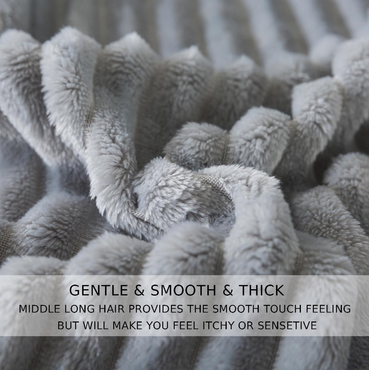 SnelShoppen - Dikke Fleece Plaid Deken 220x240 cm Strip Grijs - Zacht en Warm Dubbele Beddeken voor Sofa en Bed - Flanellen Omkeerbare Throw voor Thui