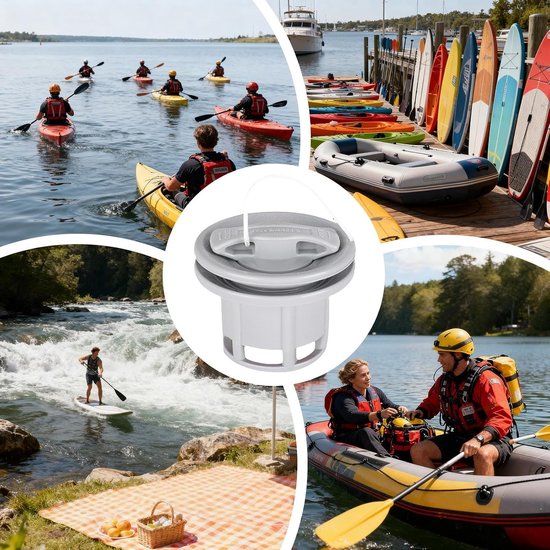 Opblaasbare Klep - Luchtplug Vervanging - Waterpret - Veilig Air Seal - 8-gaats - Zwart — afbeelding 3