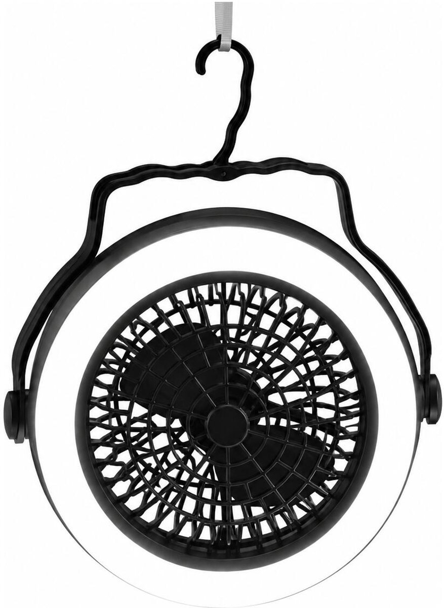 Redcliffs Camping lamp en ventilator - 2 in 1 - met LED lamp - 3 standen - D18 cm