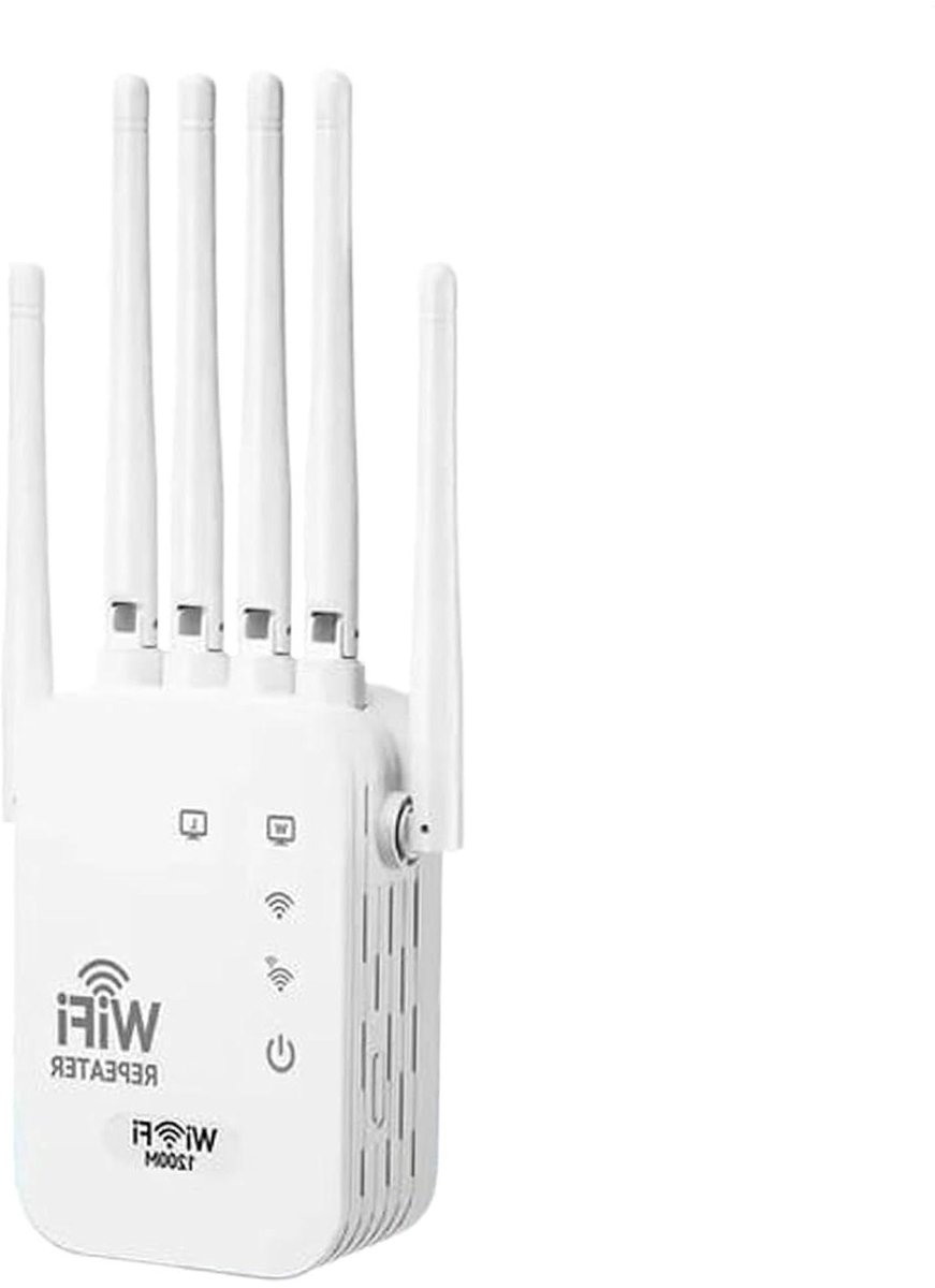 Wifi Versterker - Signaal Booster - Internet Uitbreiding - Dual-band 1200 Mbps - 1115 m2 Dekking - Wit
