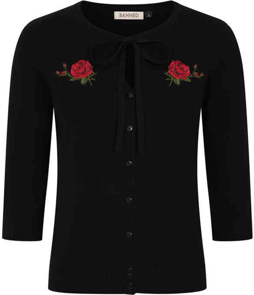 Banned - Mia Rose Garden Cardigan - S - Zwart