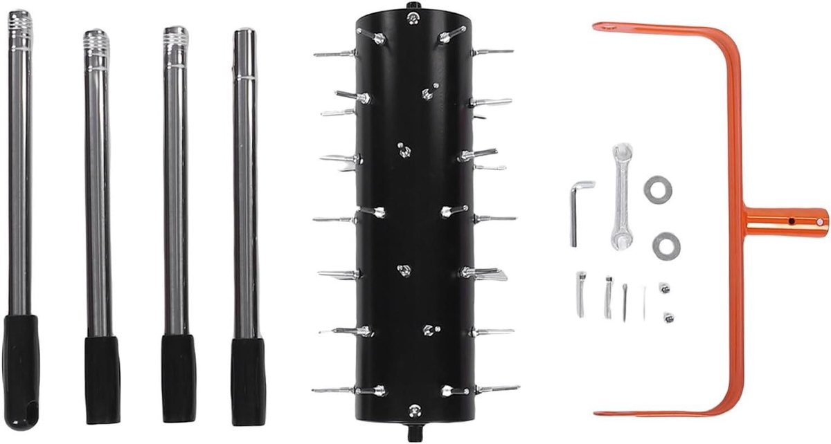 Gazonbeluchter - Grondspiker - Gazononderhoud - 42 Spikes Vulbare Trommel - Verstelbare Handgreep - Zilver