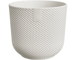 Elho Jazz Rond Mini 11cm - Kleine Bloempot voor Binnen - 100% Gerecycled Plastic - Ø 11.1 x H 10.3 cm - Zijdewit