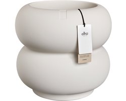 Elho Amber Roll Low 43 - Bloempot voor Binnen & Buiten - 100% Gerecycled Plastic - Ø 43 x H 40 cm - Linen white
