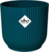 Elho Vibes Fold Rond Wielen 35 - Bloempot voor Binnen - 100% Gerecycled Plastic - Ø 34.9 x H 32.4 cm - Diepblauw
