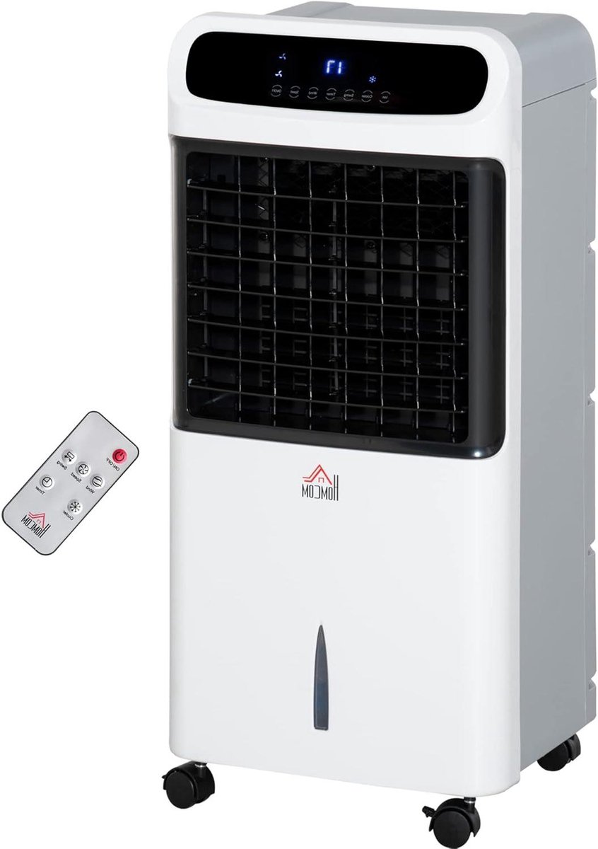 Mobiele airco - Ventilator met waterkoeling - Ruimte koelen - Met ijsboxen - 81 cm - Wit