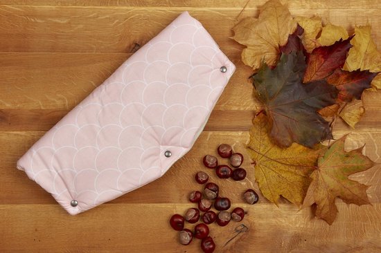 Kinderwagen Mof - Buggy Handwarmer - Warme Handen Houden - Handgemaakt in EU - 48 cm breed - Pastelroze met wit — afbeelding 2