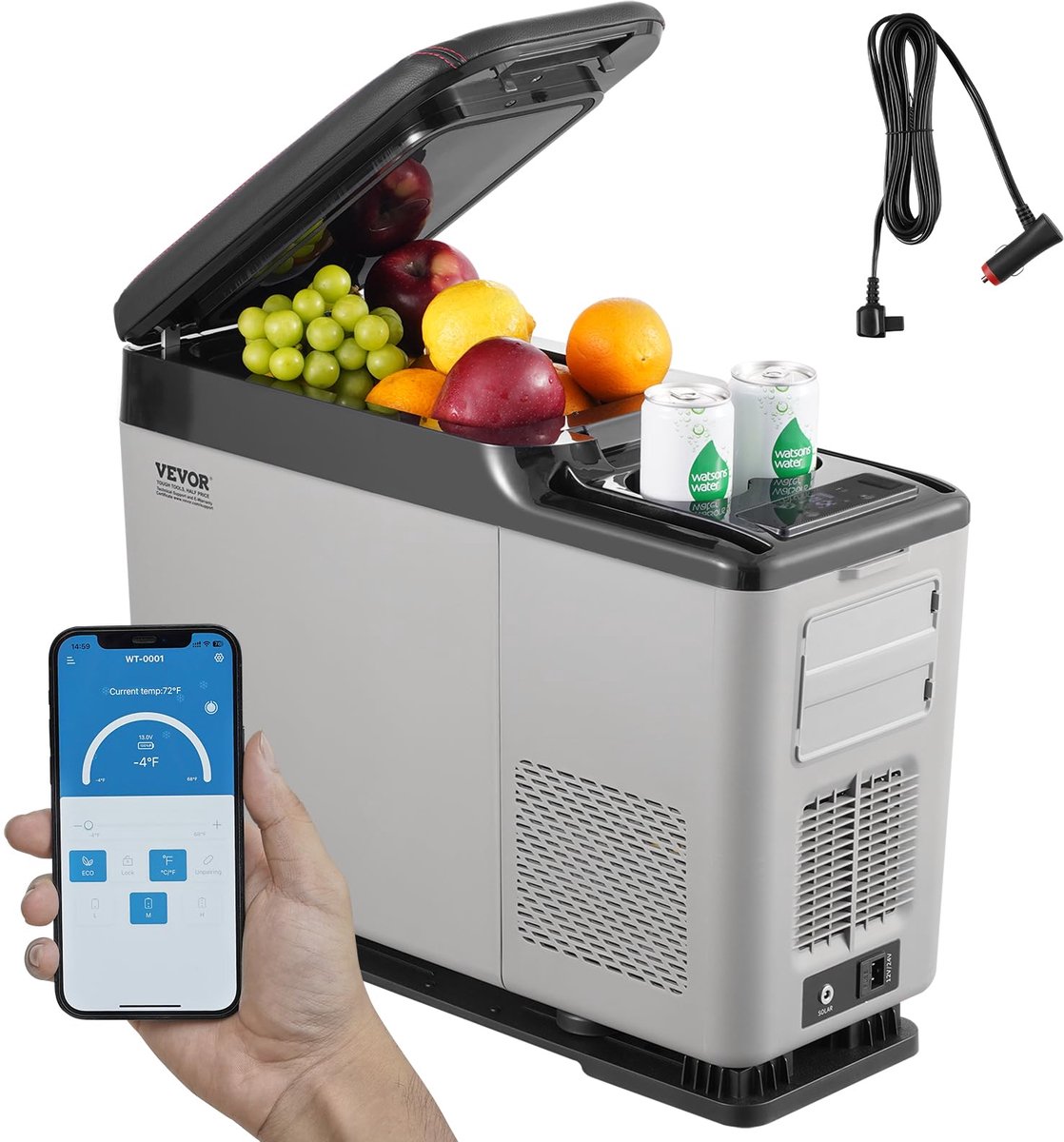 SnelShoppen - Draagbare Koelbox 12 Volt voor Auto, 15L Vriezer met Instelbaar Bereik -20°C tot 20°C, Ideaal voor Camping, Feest en Reizen