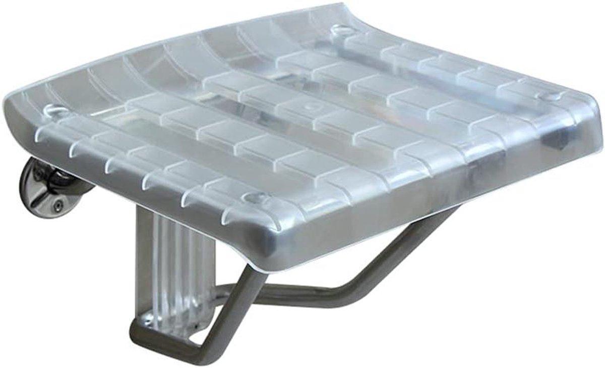 Douchekruk Badkamerkruk - Douchestoel Opklapbaar - Veilig Douchen - Muurbevestiging Ergonomisch - Transparant - Wit