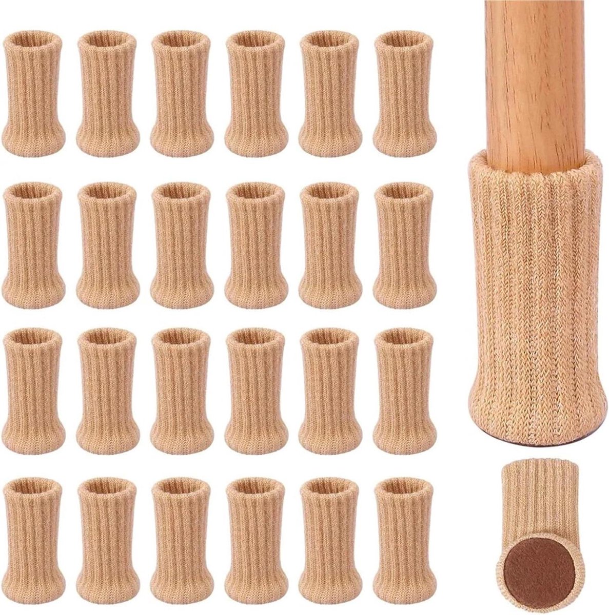 24 Stuks Antislip Stoelpootbeschermers - Hoge Elastische Vloerbeschermers voor Meubels