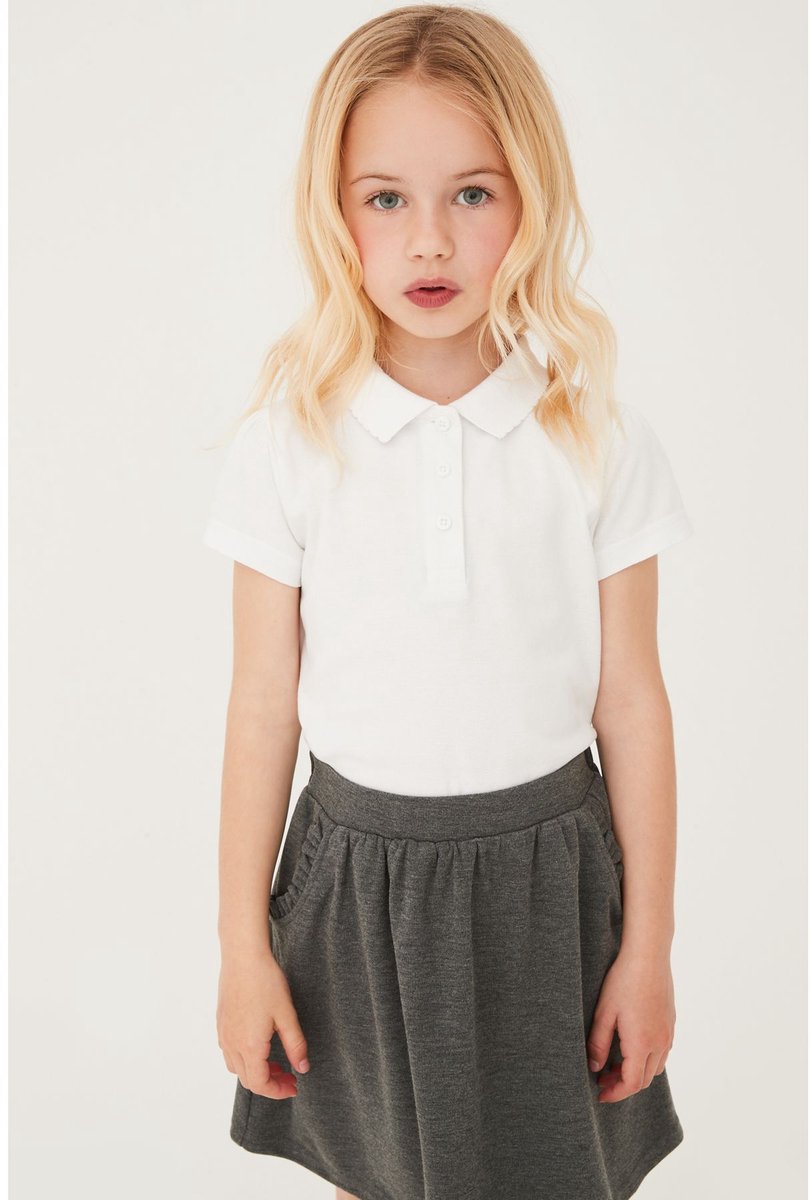 Next - Meisjes - 2 -pack 100% katoenen poloshirts met korte mouwen - Wit