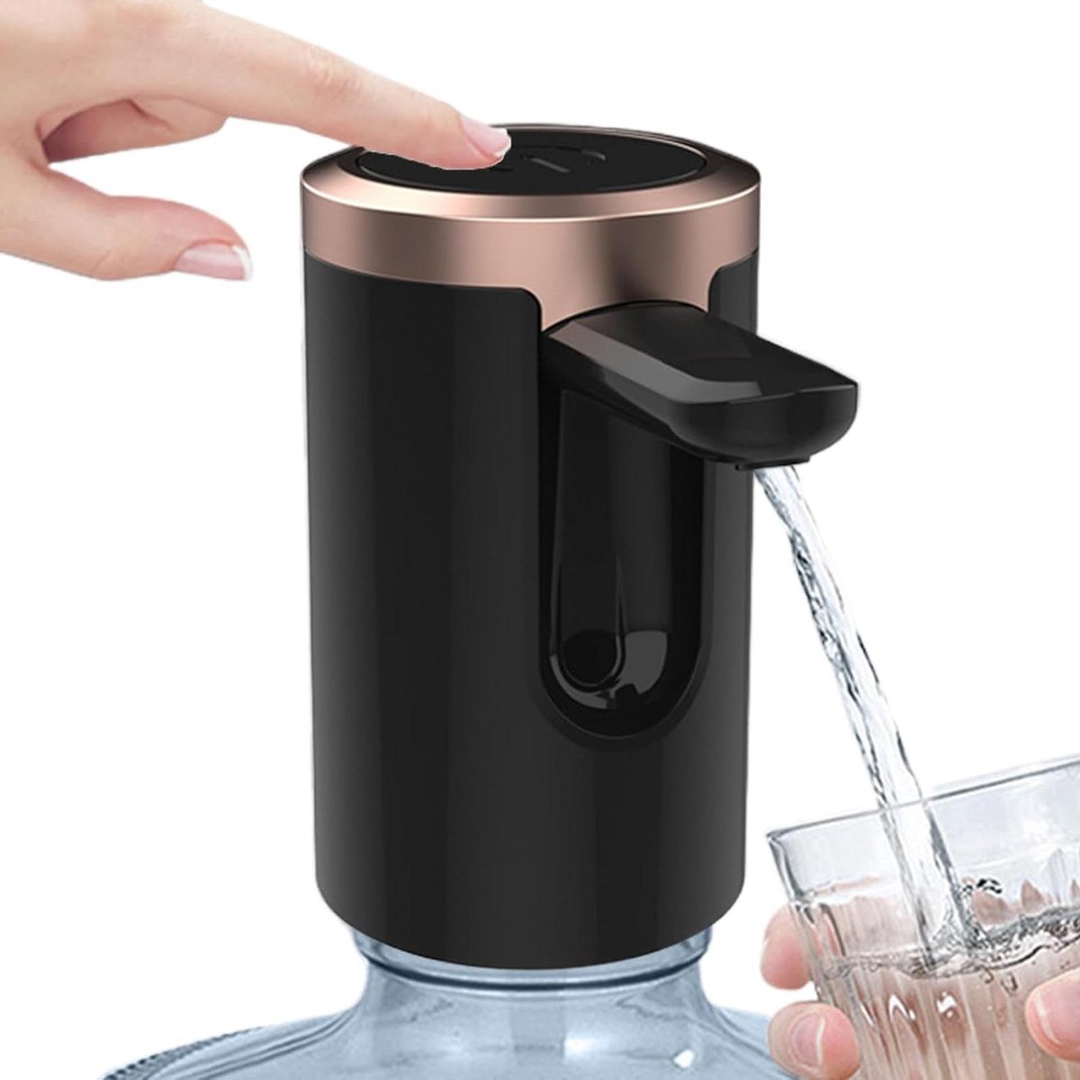 Automatische Waterpomp - Flessenpomp Drinkwater - Water Dispensen - Geluidsloze Watertoevoer - 6.5x6.5x10.7cm - Zwart
