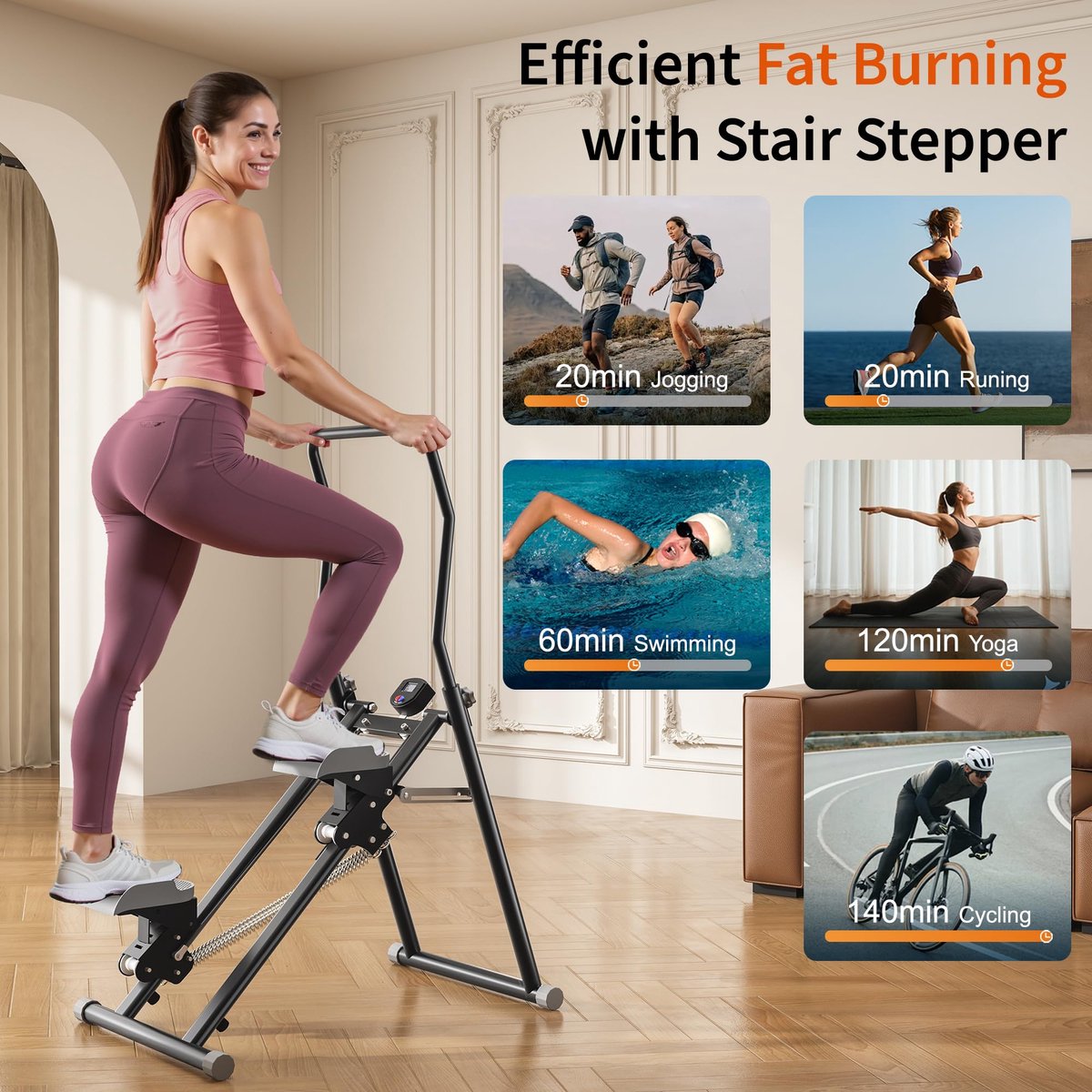SnelShoppen - MOMODA Trapstepper met Weerstand voor Thuis Cardio-oefeningen, Compact en Duurzaam, Ideaal voor Fitness en Versteviging, Zwart
