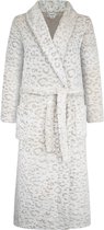 GAUBERT® Unisex Badjas Extra Lang met Sjaalkraag en Ceintuur - Ochtendjas - Superzacht Coral Fleece - Heren Dames - Reli√´f Panterprint Latte Beige - Maat L/XL - 8217-Latte