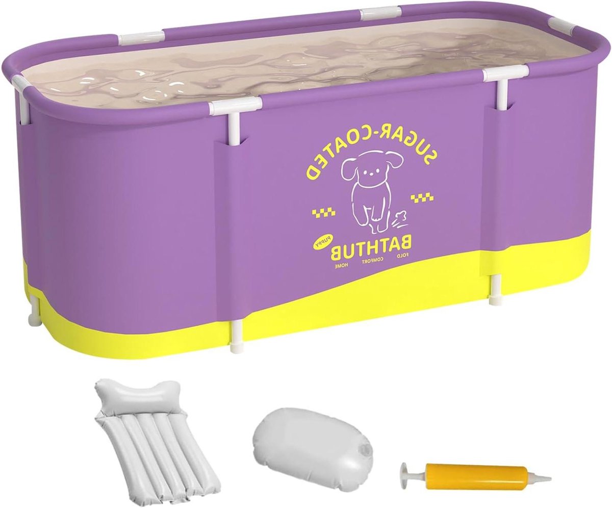Opvouwbare Badkuip - Draagbaar Dompelbad - Ontspannen Baden - Zes Lagen Isolatie - 115 x 60 x 50 cm - Paars