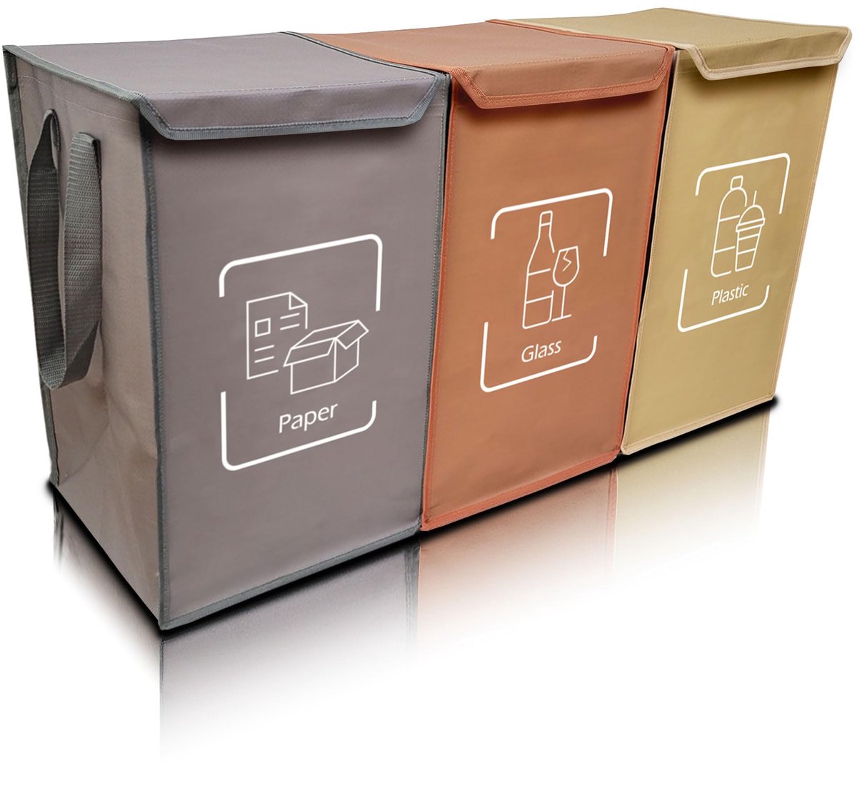 SnelShoppen - Afvalscheidingssysteem - Afvalscheider met 3 Vakken voor Recycling - Duurzaam Afval & Recycling - Met Deksel en Bodem - Voor Keuken, Tui