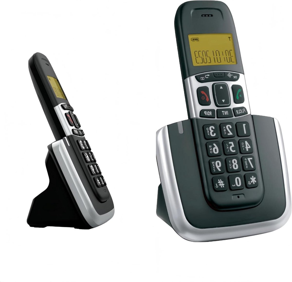 Draadloze Telefoon - DECT Telefoon Twee Handsets - Thuis Bellen - Nummerherkenning Oproepblokkering - 300 meter bereik - Zwart